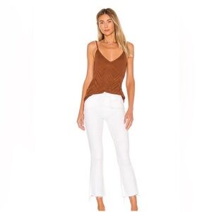 MOTHER White Cropped Frayed-Hem Ankle Jeans